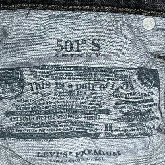 LEVI'S BIG E 501S - Skinny - Black & Gray Pin Stripe Denim Jeans - W28 L28 - Picture 12 of 12